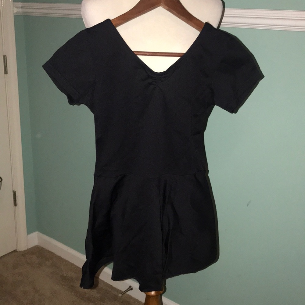 Girls Black Bodysuit/Leotard with Skirt